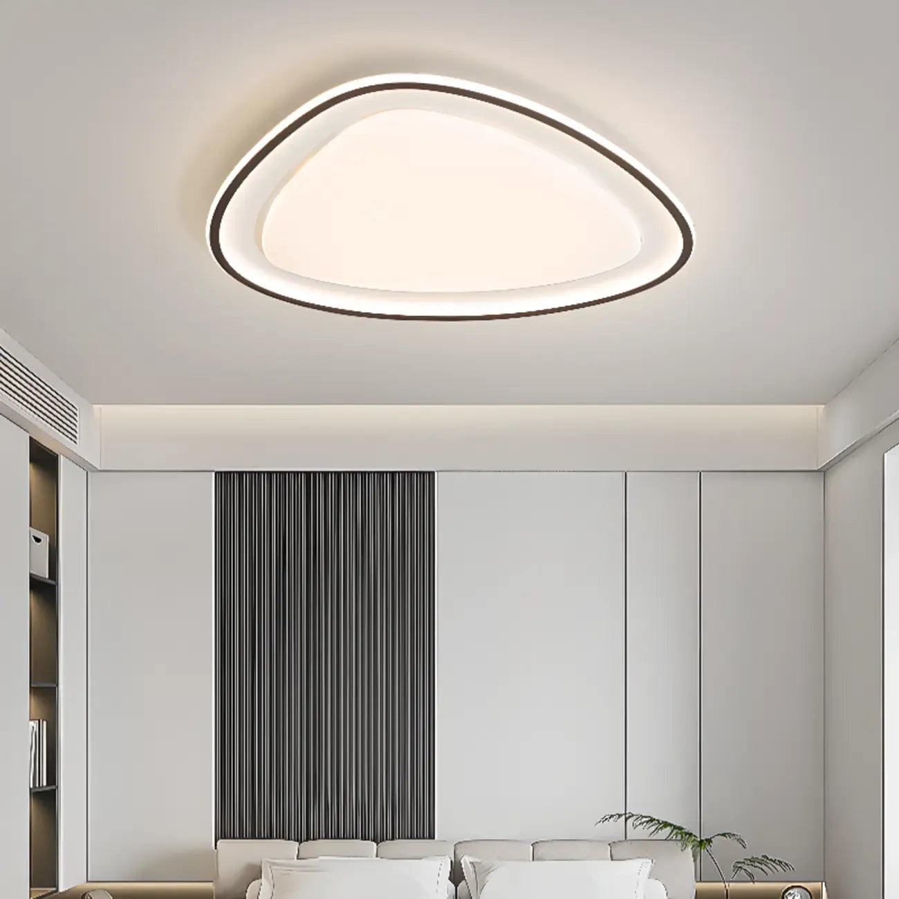 Modern Black-White Flush Ceiling Light with 3 Gear Dimming