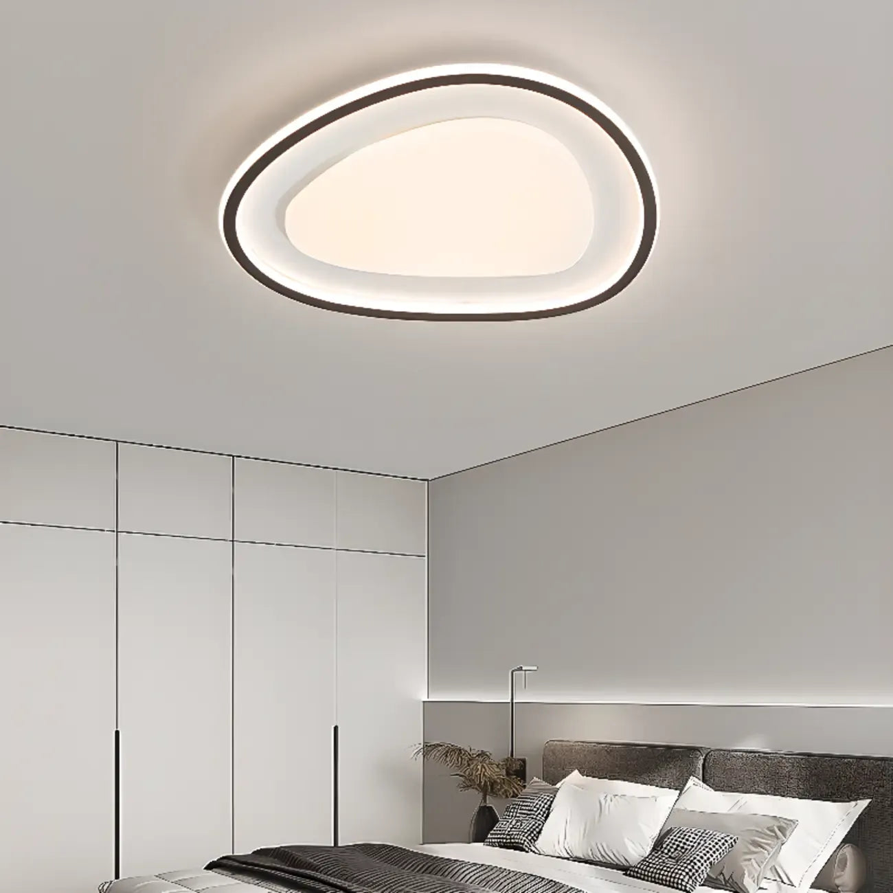 Modern Black-White Flush Ceiling Light with 3 Gear Dimming