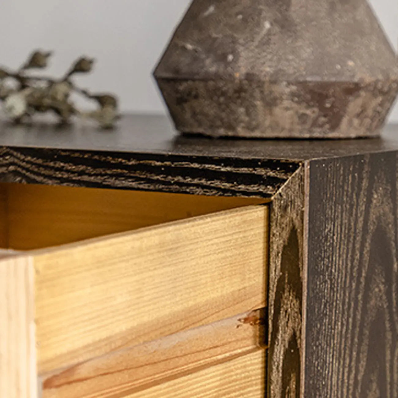 Rustic Wooden Console Table with Drawers and Trims