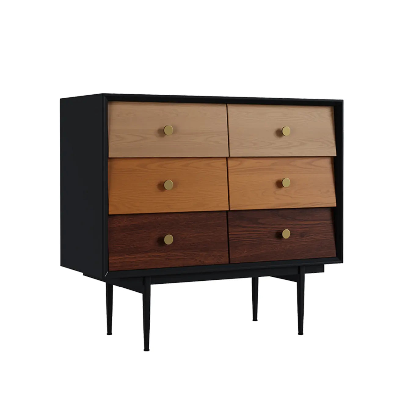 Modern Wooden Storage Cabinet with Drawers in Retro Style
