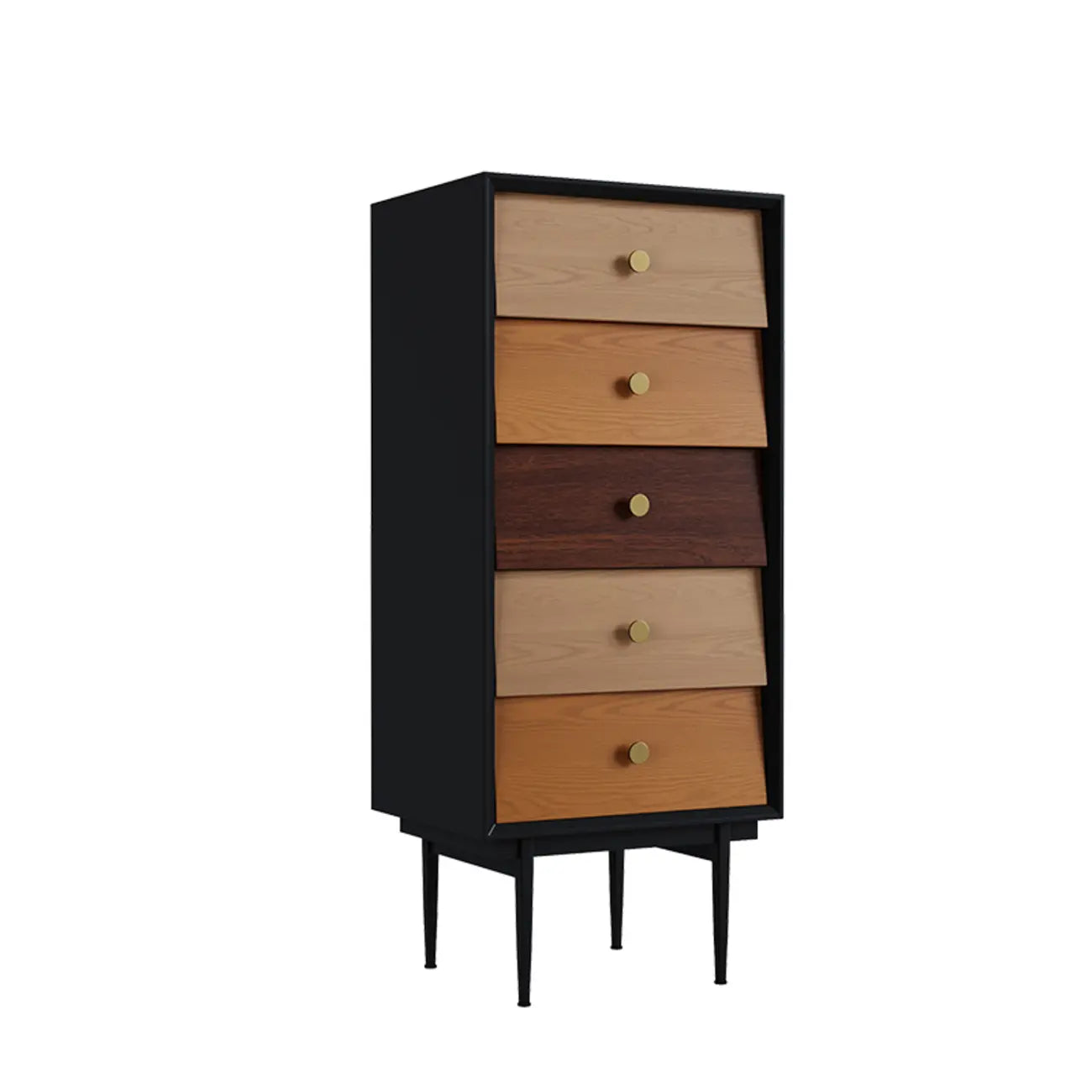 Modern Wooden Storage Cabinet with Drawers in Retro Style
