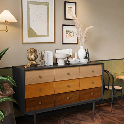 Modern Wooden Storage Cabinet with Drawers in Retro Style