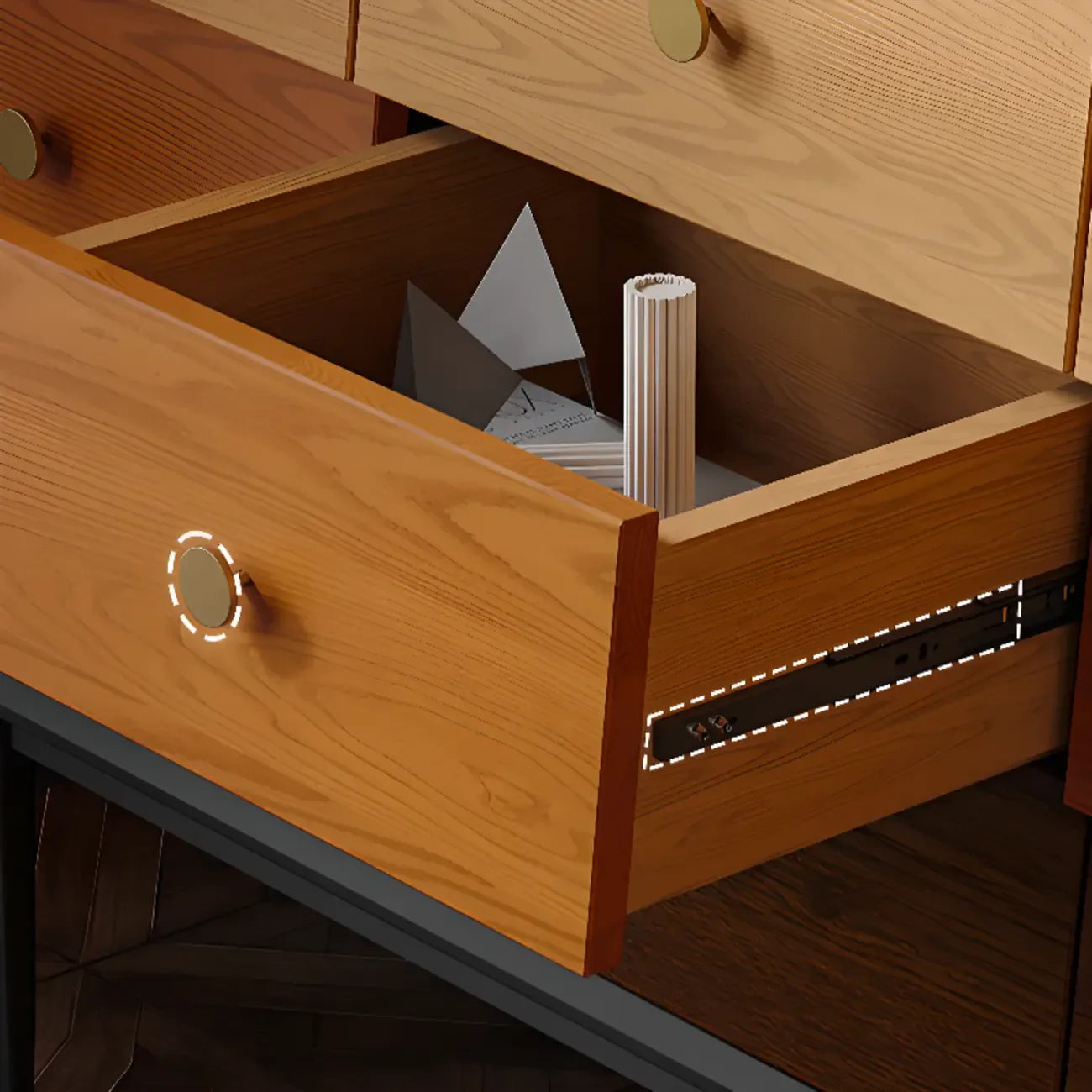 Modern Wooden Storage Cabinet with Drawers in Retro Style