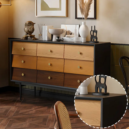 Modern Wooden Storage Cabinet with Drawers in Retro Style