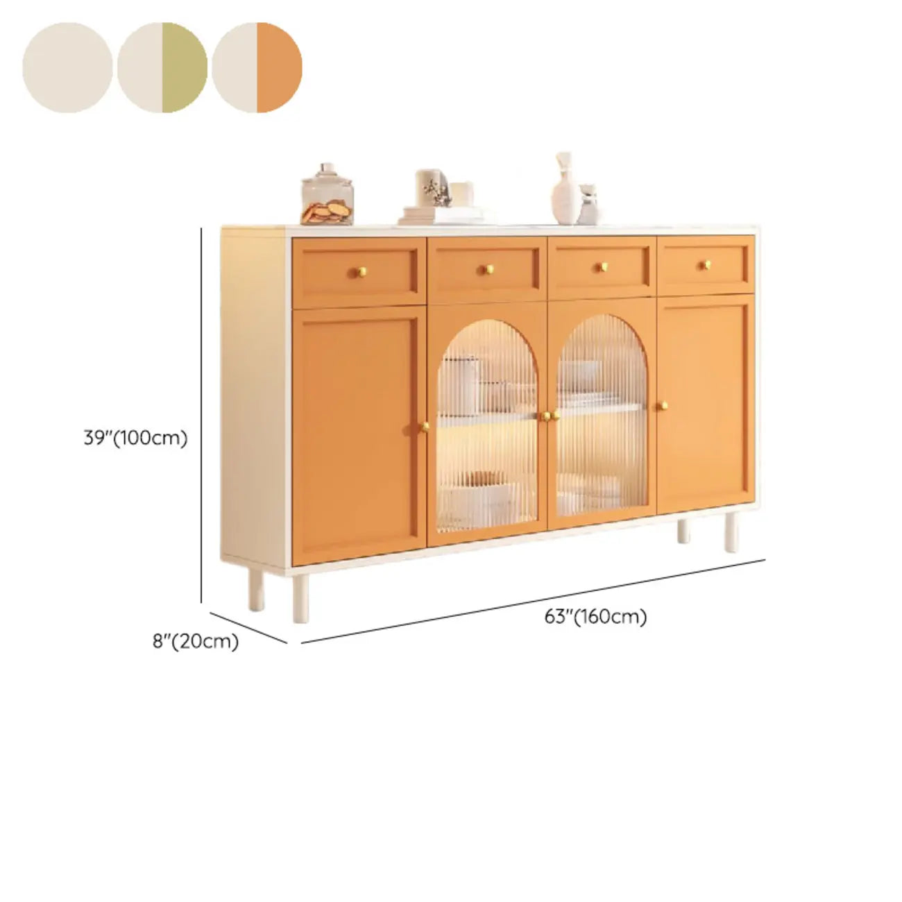 Scandinavian Wooden Kitchen Cabinet with Stone Counter Top