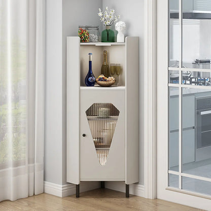 Freestanding Wooden Corner Cabinet with Metal Foot & Light