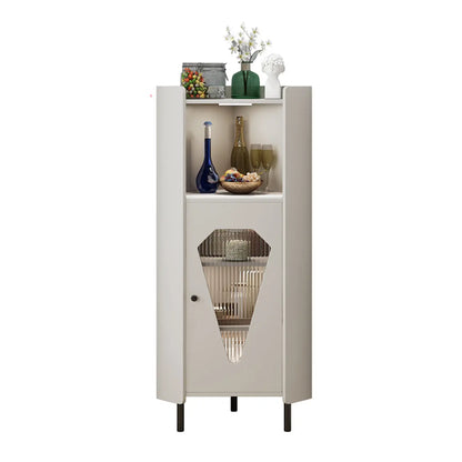 Freestanding Wooden Corner Cabinet with Metal Foot & Light
