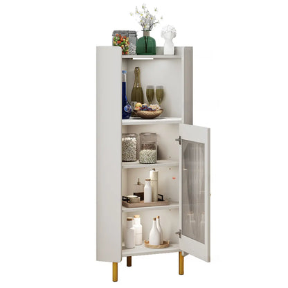 Freestanding Wooden Corner Cabinet with Metal Foot & Light