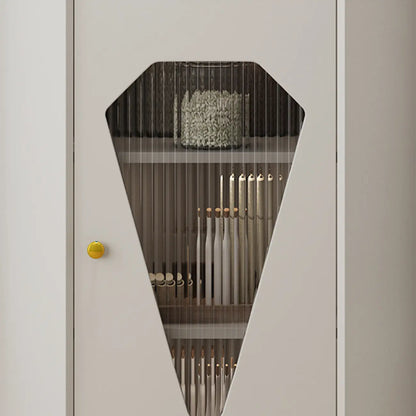 Freestanding Wooden Corner Cabinet with Metal Foot & Light