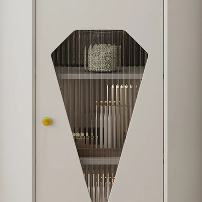 Freestanding Wooden Corner Cabinet with Metal Foot & Light