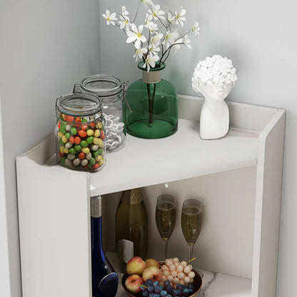 Freestanding Wooden Corner Cabinet with Metal Foot & Light