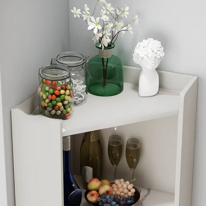 Freestanding Wooden Corner Cabinet with Metal Foot & Light