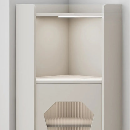 Freestanding Wooden Corner Cabinet with Metal Foot & Light