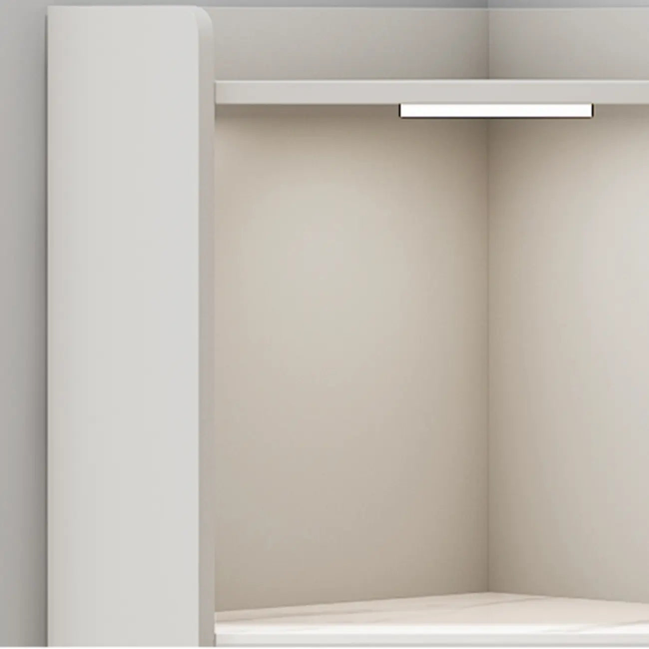 Freestanding Wooden Corner Cabinet with Metal Foot & Light