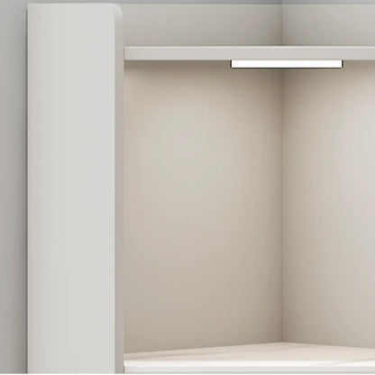 Freestanding Wooden Corner Cabinet with Metal Foot & Light