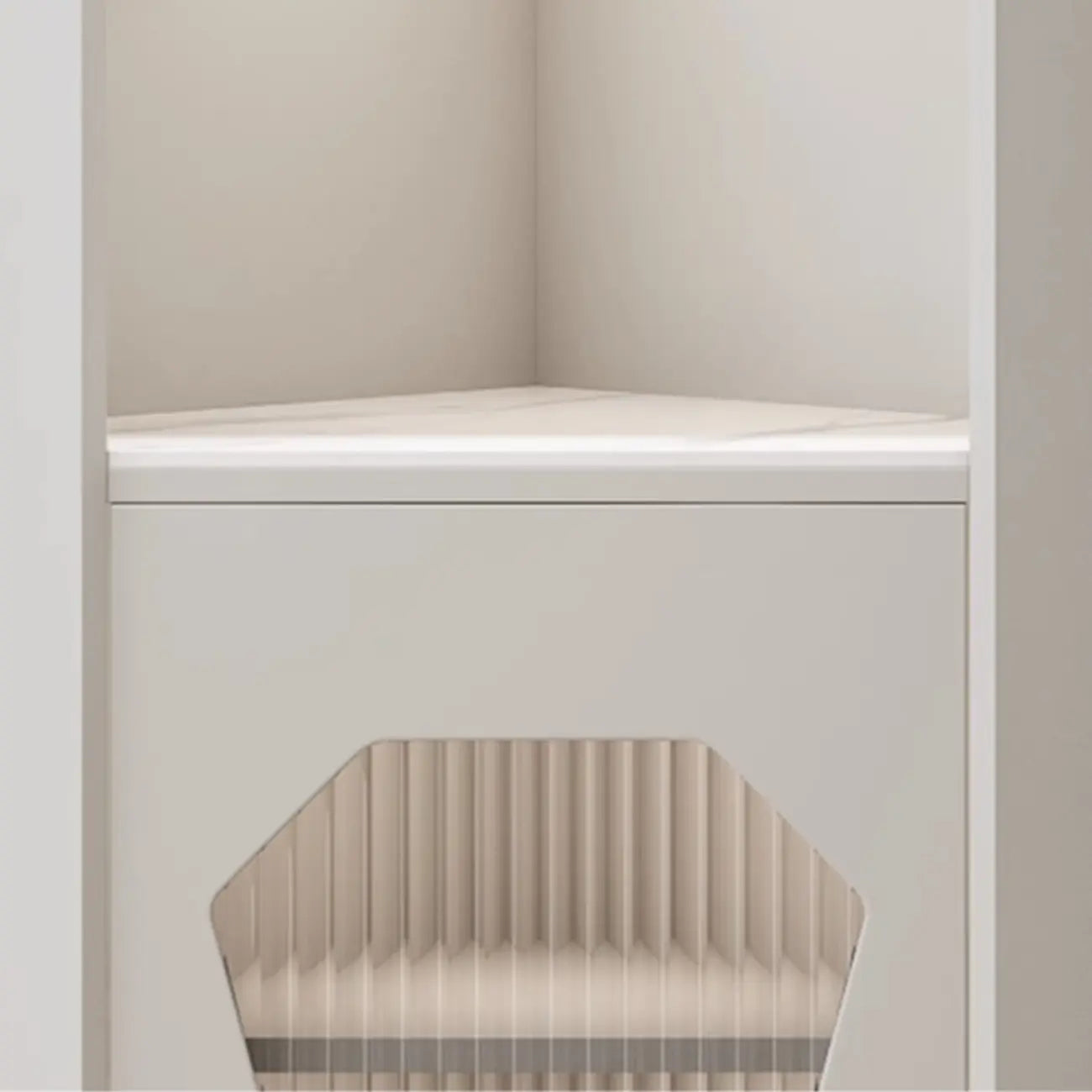 Freestanding Wooden Corner Cabinet with Metal Foot & Light