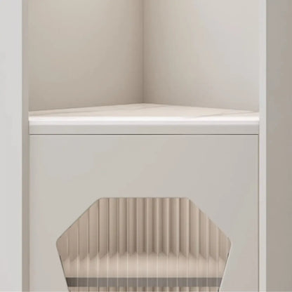 Freestanding Wooden Corner Cabinet with Metal Foot & Light