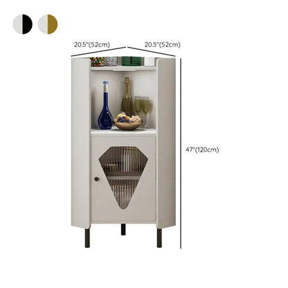 Freestanding Wooden Corner Cabinet with Metal Foot & Light