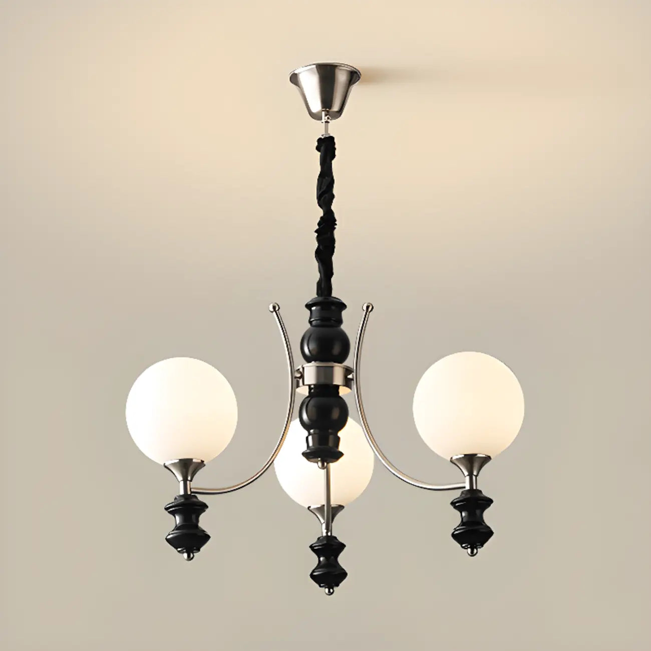 Multi-Light Globe Chandelier with White Glass Shades