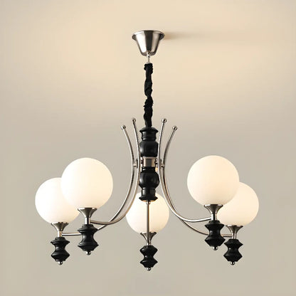 Multi-Light Globe Chandelier with White Glass Shades