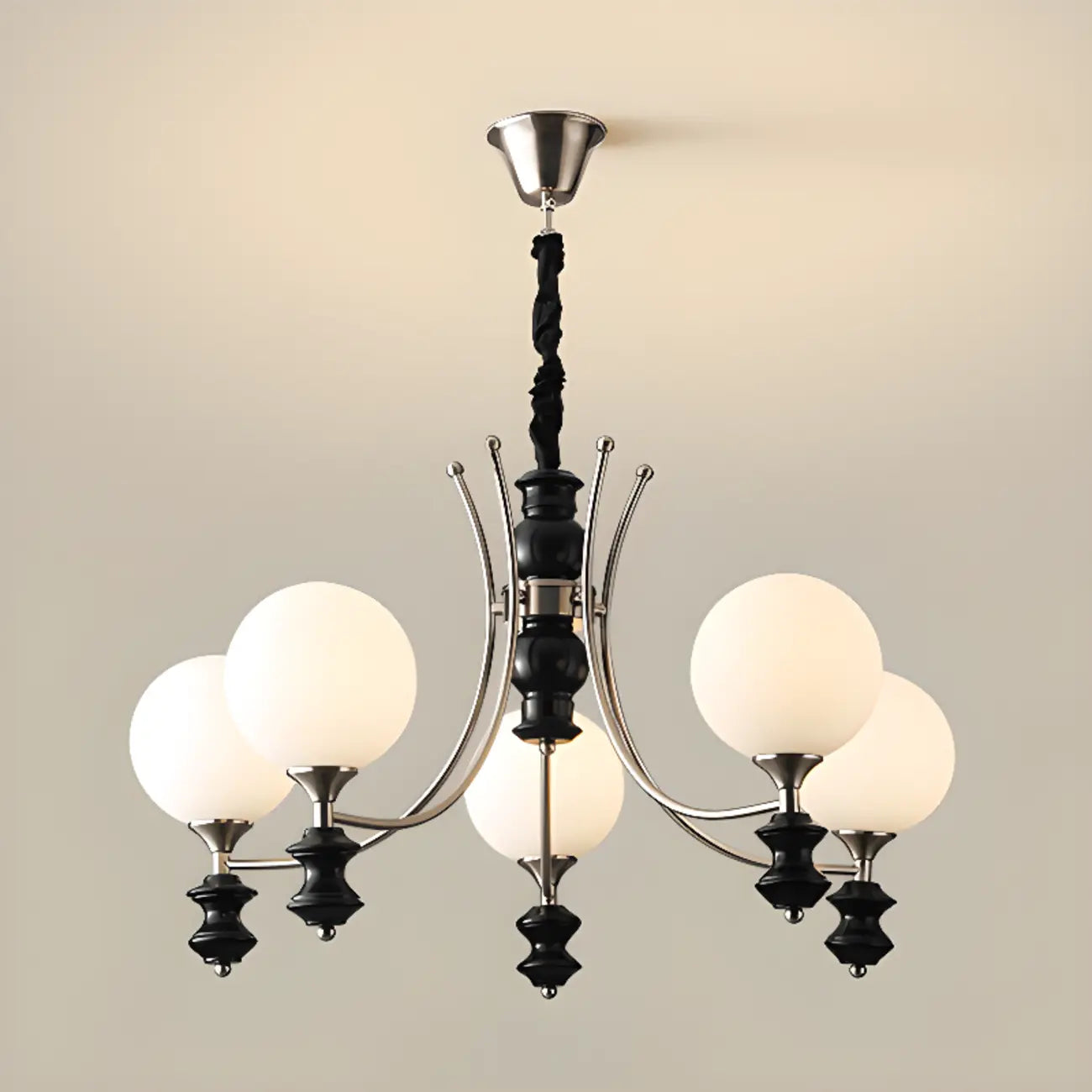 Multi-Light Globe Chandelier with White Glass Shades