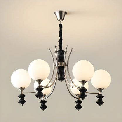Multi-Light Globe Chandelier with White Glass Shades