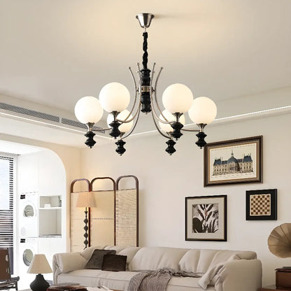 Multi-Light Globe Chandelier with White Glass Shades