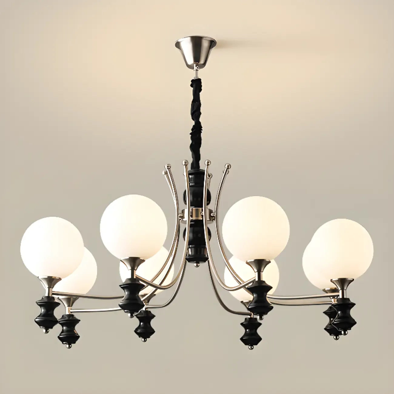 Multi-Light Globe Chandelier with White Glass Shades