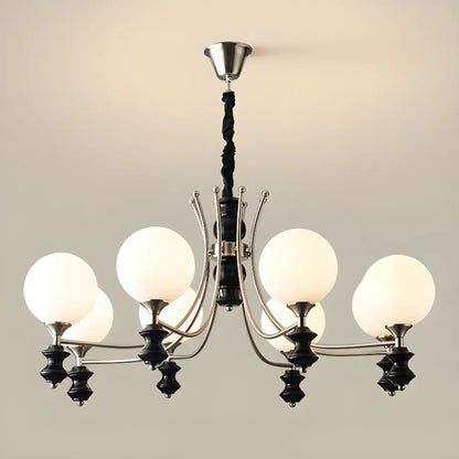 Multi-Light Globe Chandelier with White Glass Shades