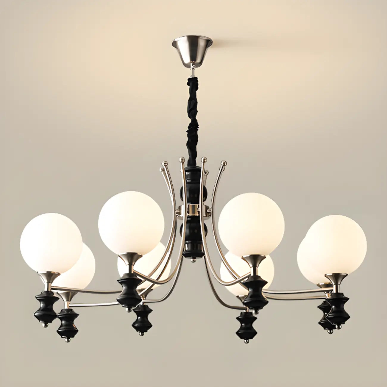 Multi-Light Globe Chandelier with White Glass Shades