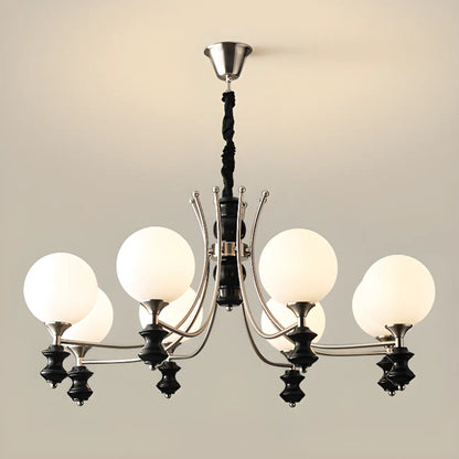 Multi-Light Globe Chandelier with White Glass Shades