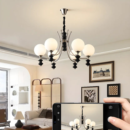 Multi-Light Globe Chandelier with White Glass Shades