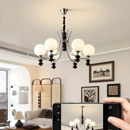 Multi-Light Globe Chandelier with White Glass Shades