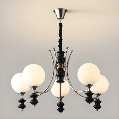 Multi-Light Globe Chandelier with White Glass Shades