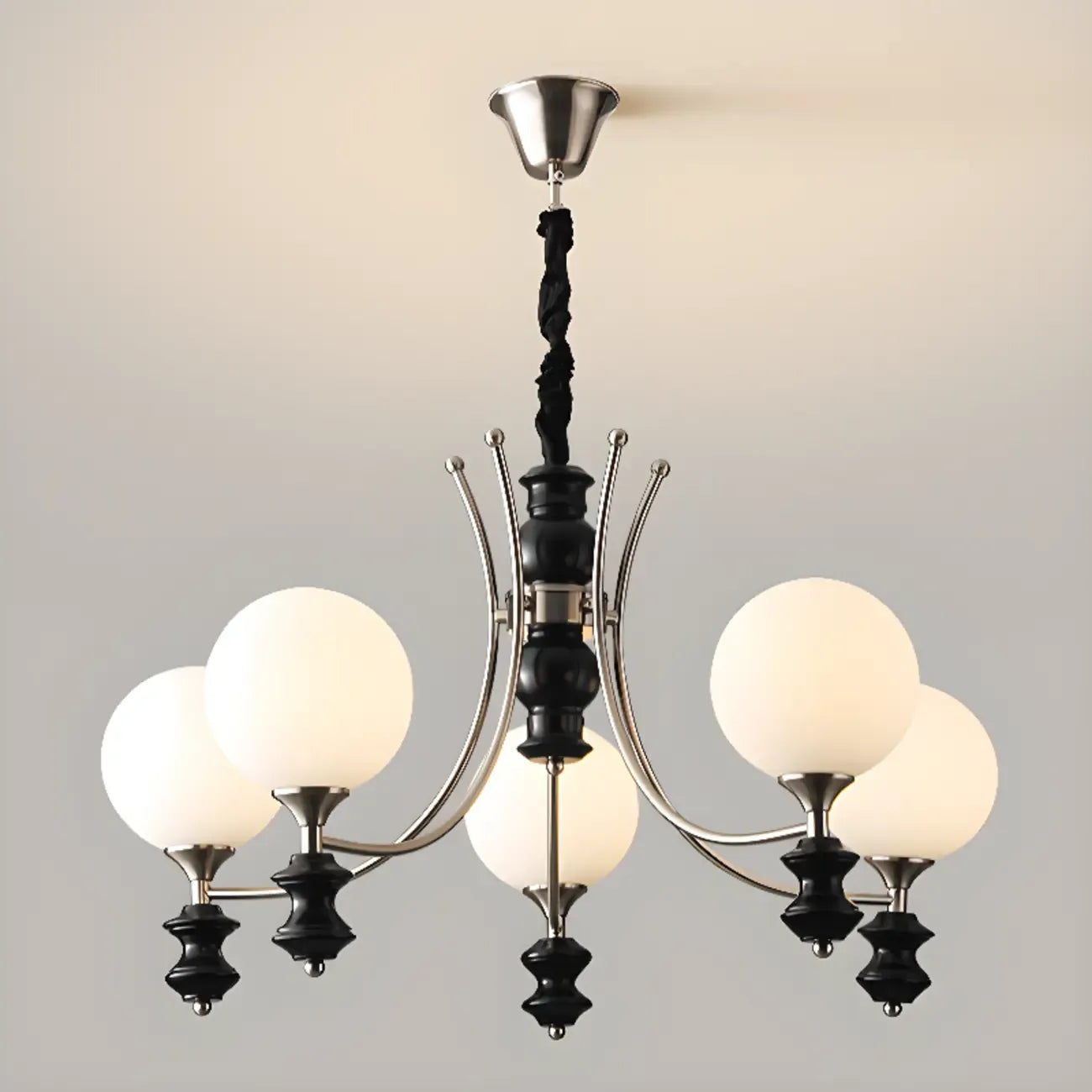 Multi-Light Globe Chandelier with White Glass Shades