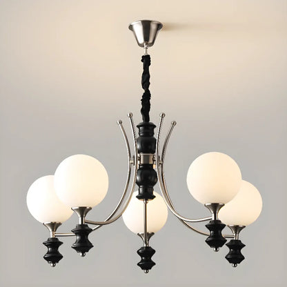 Multi-Light Globe Chandelier with White Glass Shades