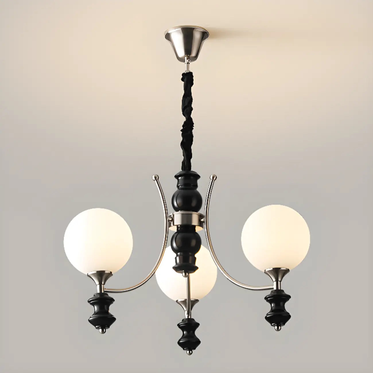 Multi-Light Globe Chandelier with White Glass Shades