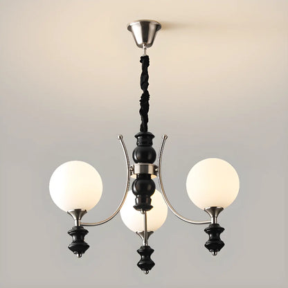 Multi-Light Globe Chandelier with White Glass Shades