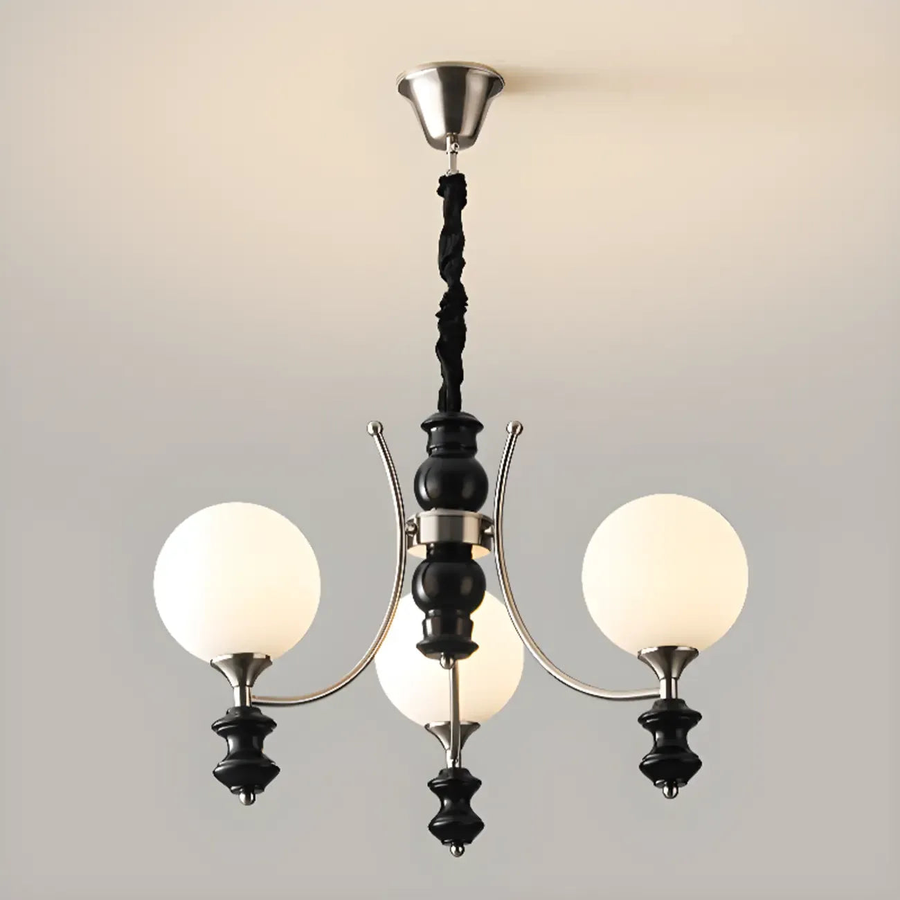Multi-Light Globe Chandelier with White Glass Shades