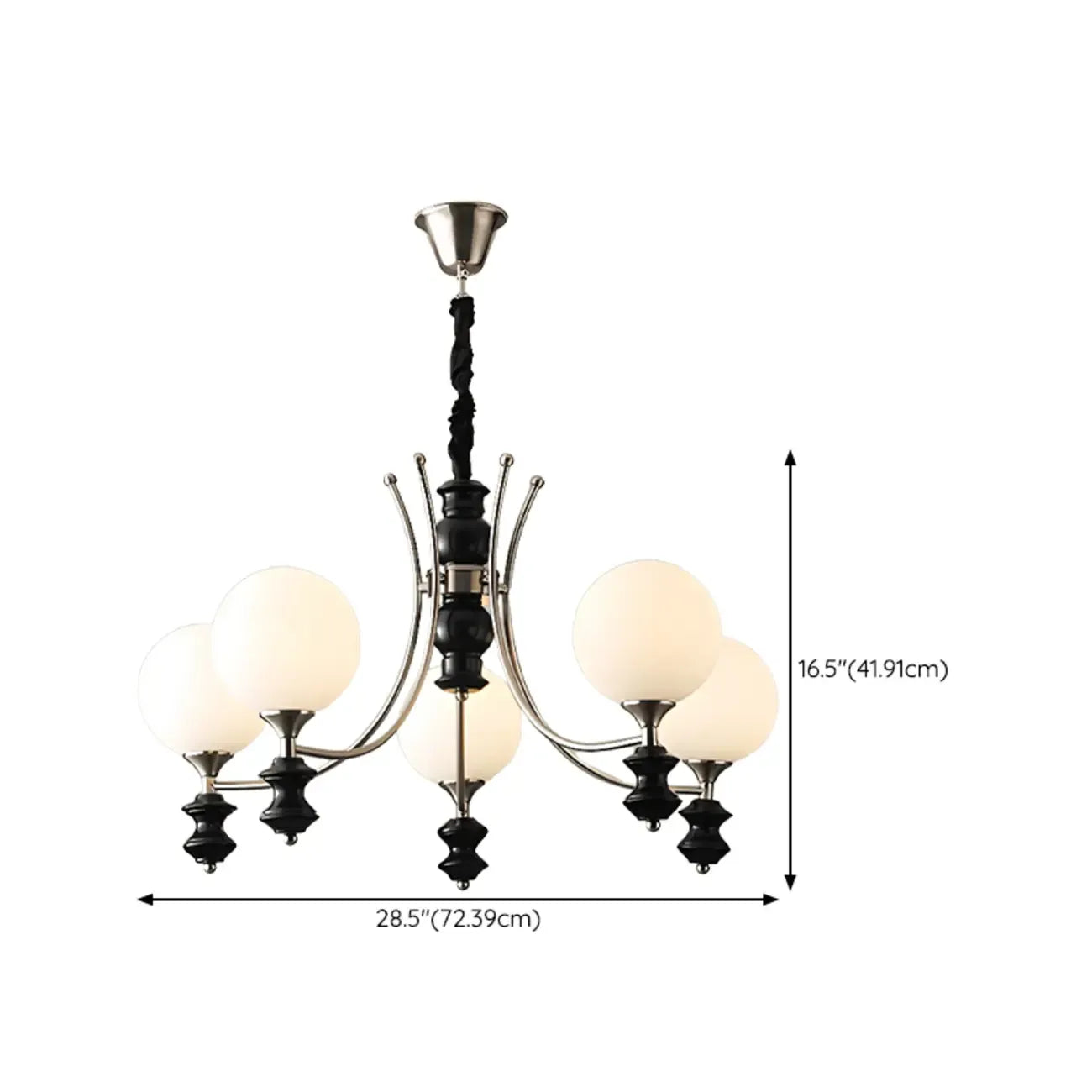 Multi-Light Globe Chandelier with White Glass Shades