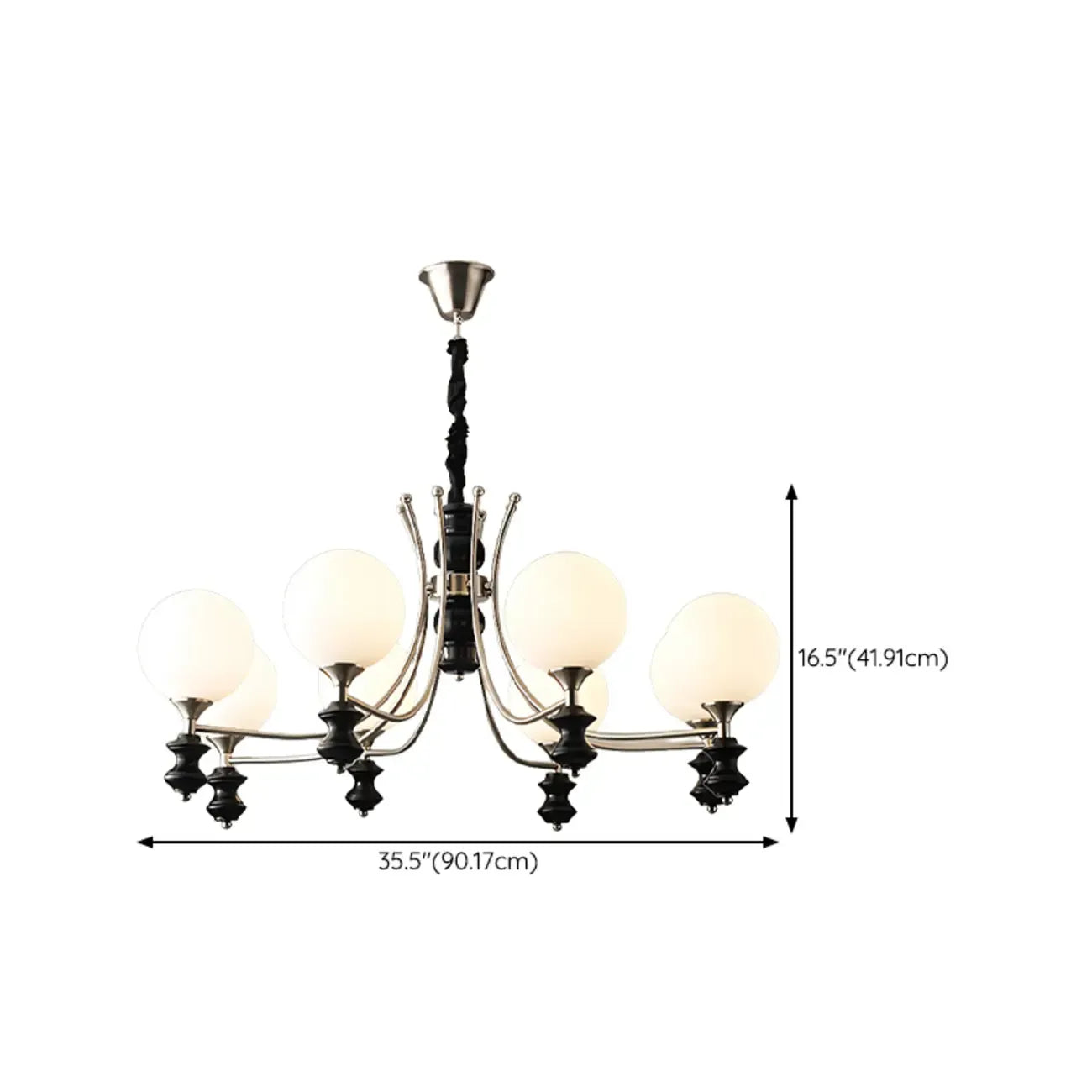 Multi-Light Globe Chandelier with White Glass Shades