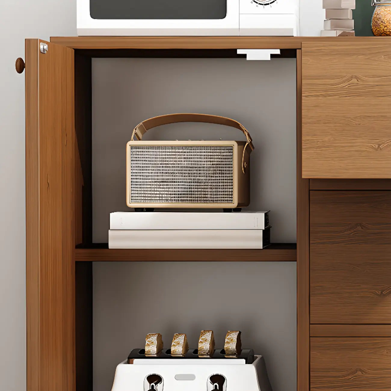 Retro Wooden Waterproof Storage Kitchen Cabinet for Home