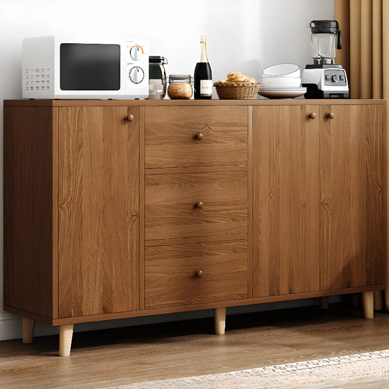 Retro Wooden Waterproof Storage Kitchen Cabinet for Home