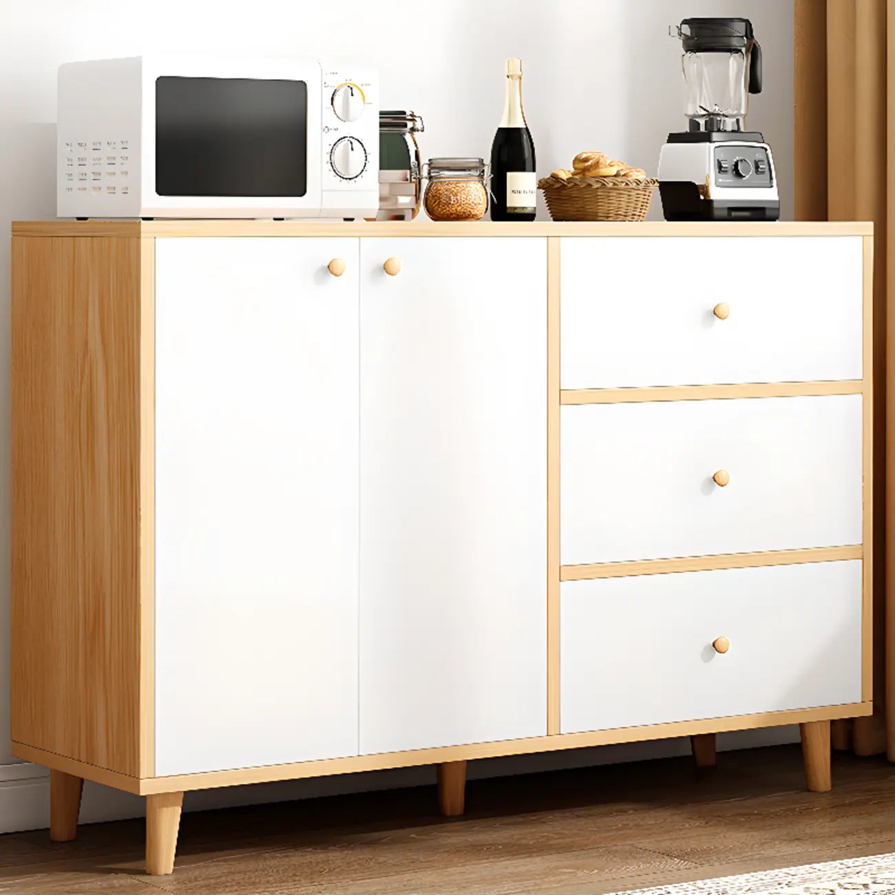 Retro Wooden Waterproof Storage Kitchen Cabinet for Home