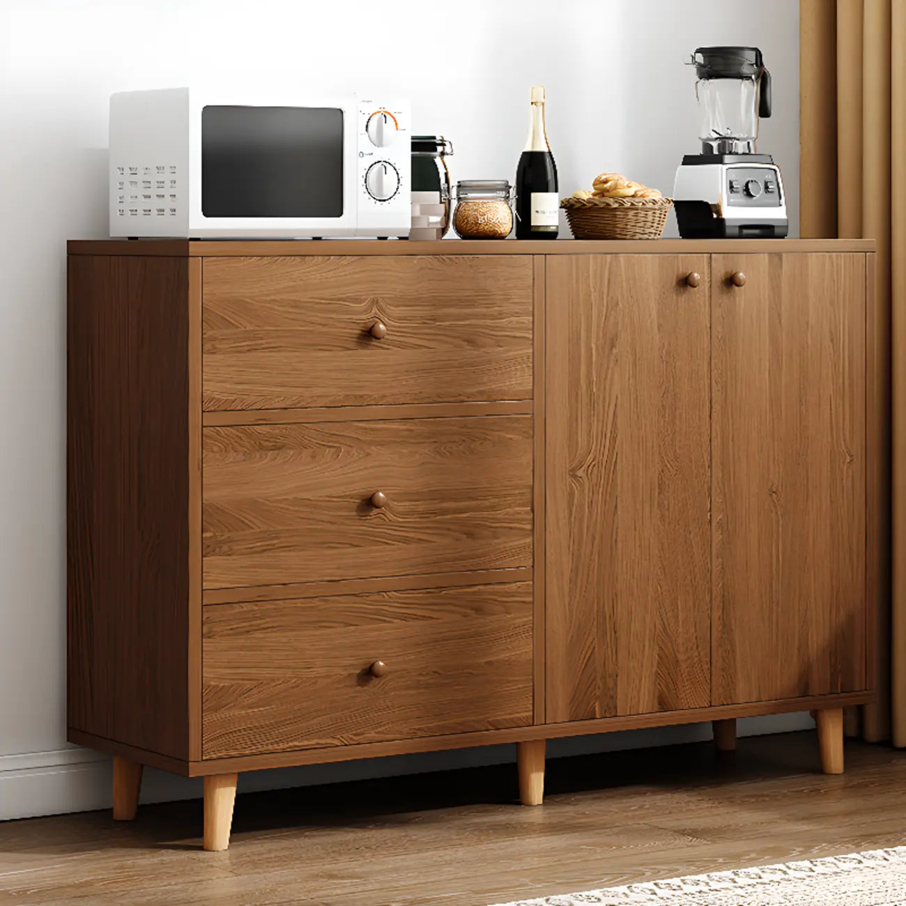 Retro Wooden Waterproof Storage Kitchen Cabinet for Home