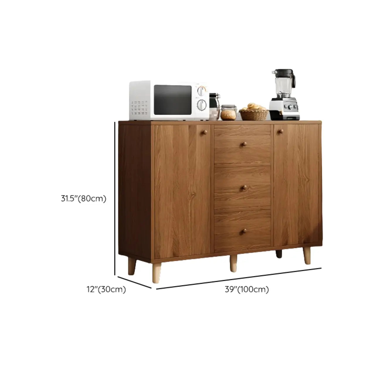 Retro Wooden Waterproof Storage Kitchen Cabinet for Home