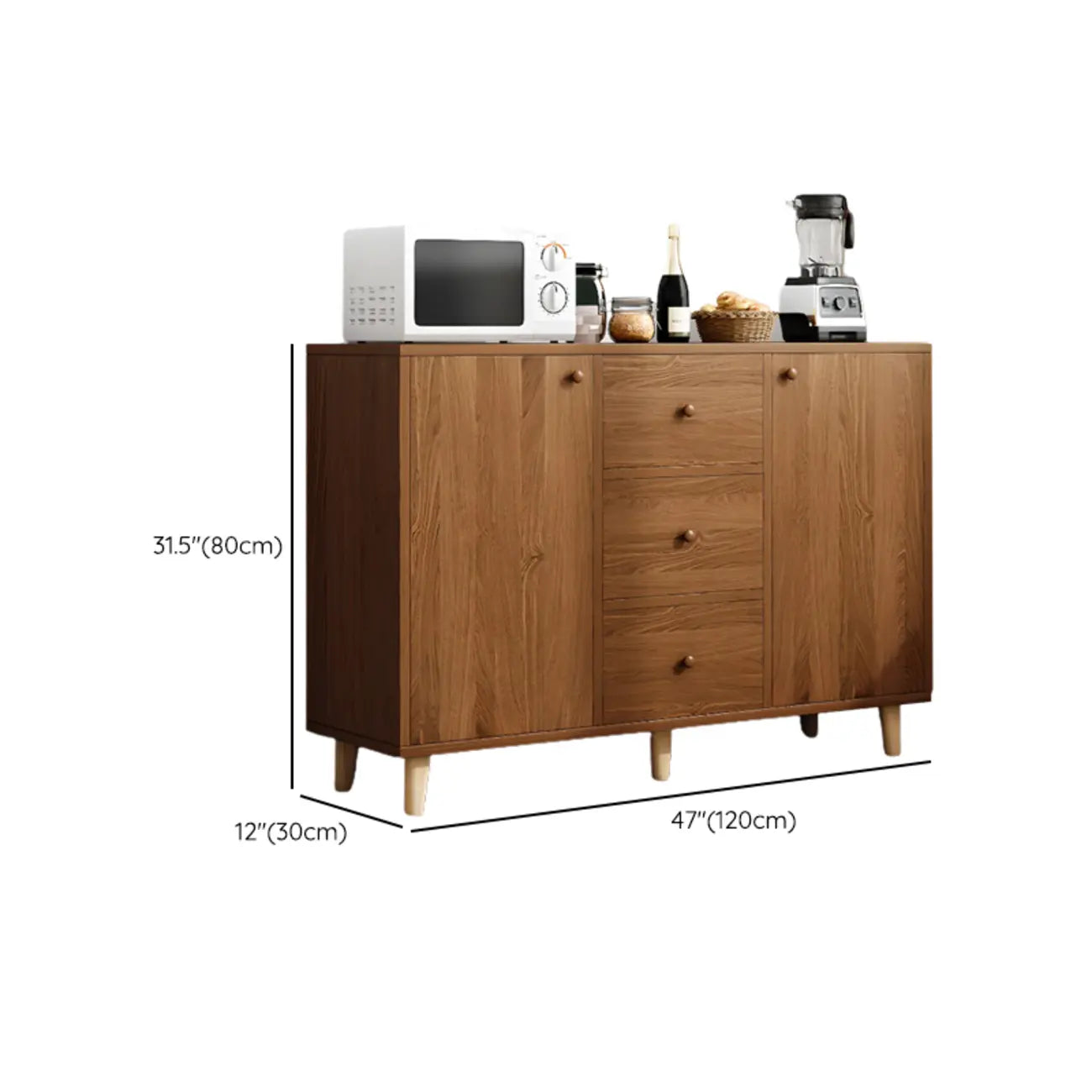 Retro Wooden Waterproof Storage Kitchen Cabinet for Home