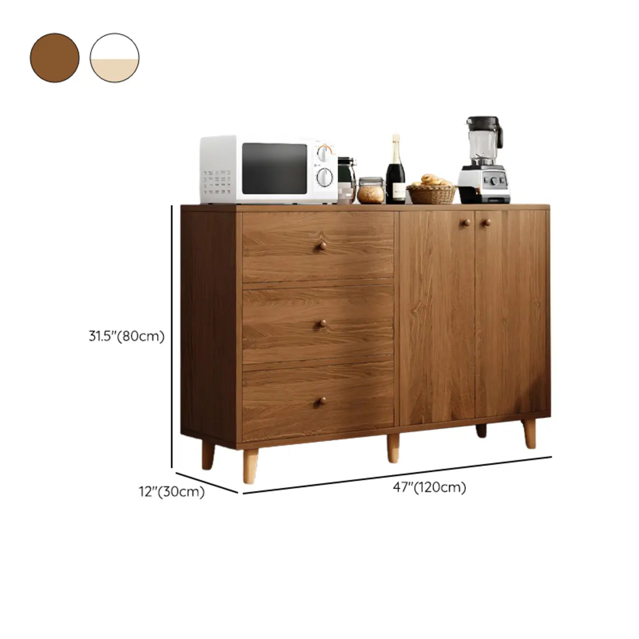 Retro Wooden Waterproof Storage Kitchen Cabinet for Home