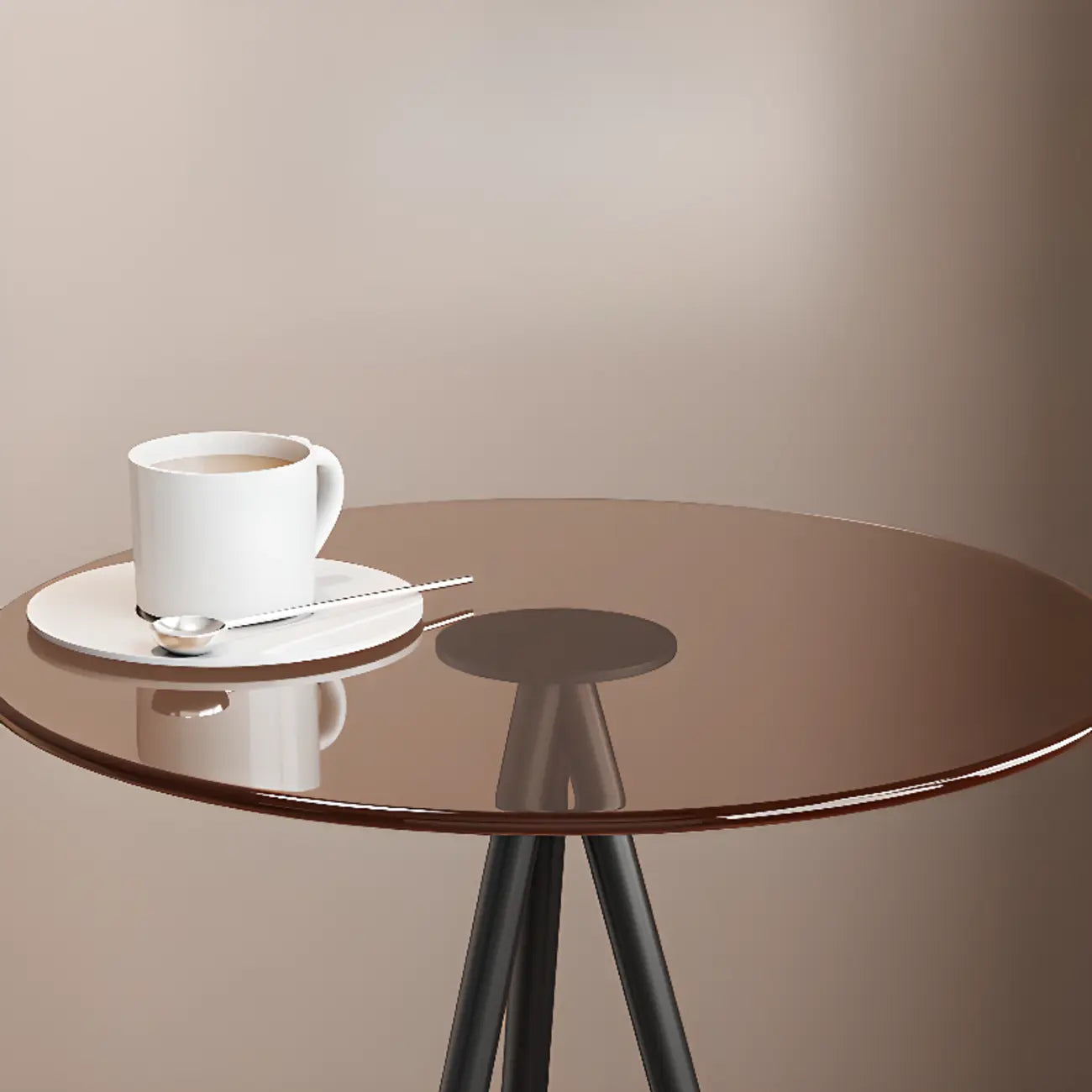 Round Glass Top Gold Metal Side Table with Storage