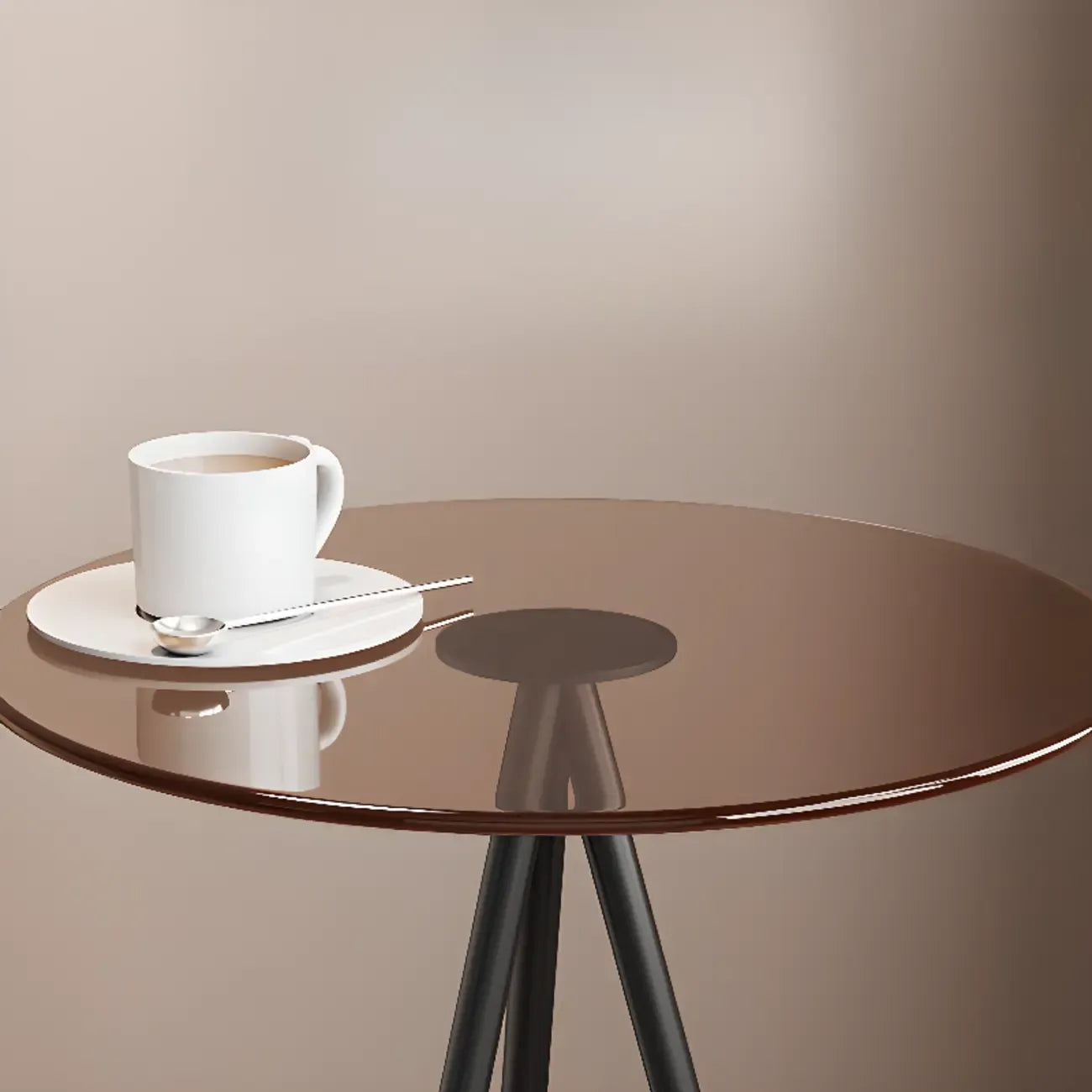 Round Glass Top Gold Metal Side Table with Storage